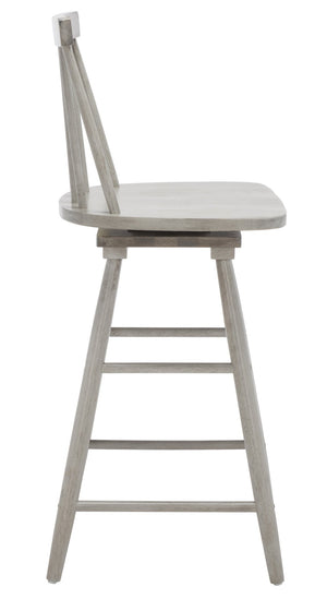 Safavieh Quai Swivel Counter Stool - Stylish Spindle-Back Design With 360° Swivel Seat For Modern Kitchens Grey BST1404B