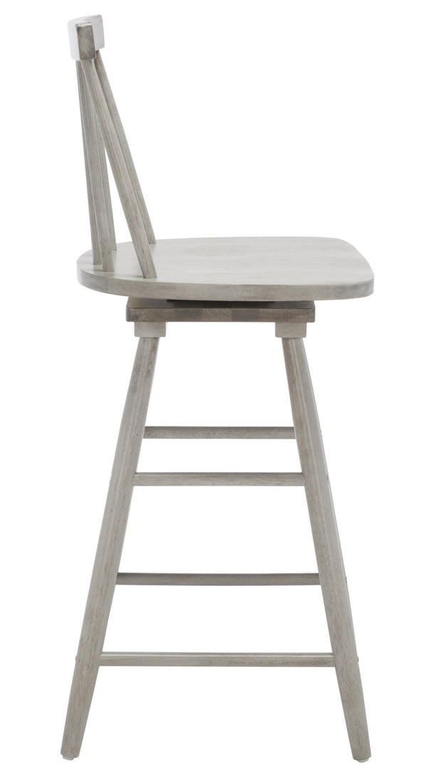 Safavieh Quai Swivel Counter Stool - Stylish Spindle-Back Design With 360° Swivel Seat For Modern Kitchens Grey BST1404B