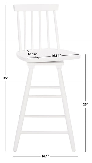Safavieh Quai Swivel Counter Stool - Stylish Spindle-Back Design With 360° Swivel Seat For Modern Kitchens White BST1404C