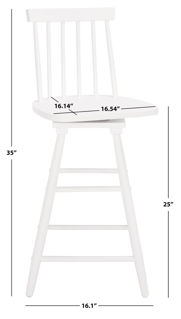 Safavieh Quai Swivel Counter Stool - Stylish Spindle-Back Design With 360° Swivel Seat For Modern Kitchens White BST1404C