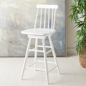 Safavieh Quai Swivel Counter Stool - Stylish Spindle-Back Design With 360° Swivel Seat For Modern Kitchens White BST1404C