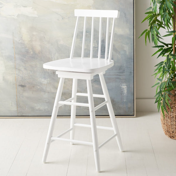 Safavieh Quai Swivel Counter Stool - Stylish Spindle-Back Design With 360° Swivel Seat For Modern Kitchens White BST1404C