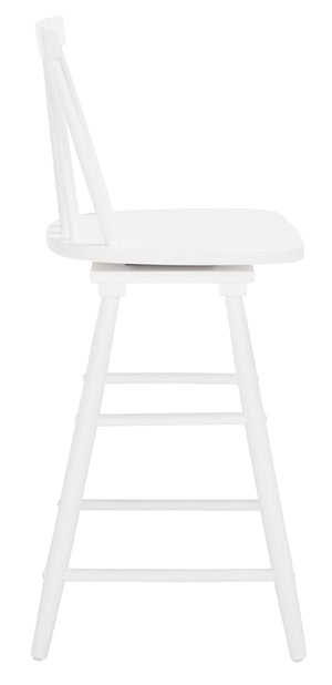 Safavieh Quai Swivel Counter Stool - Stylish Spindle-Back Design With 360° Swivel Seat For Modern Kitchens White BST1404C