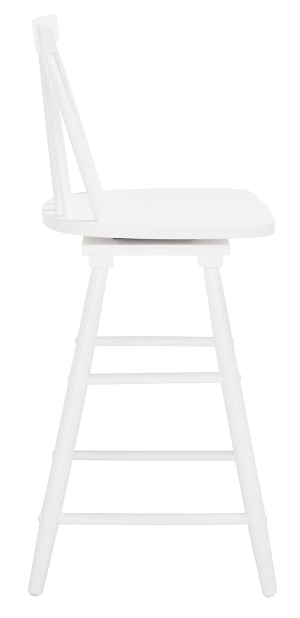 Safavieh Quai Swivel Counter Stool - Stylish Spindle-Back Design With 360° Swivel Seat For Modern Kitchens White BST1404C