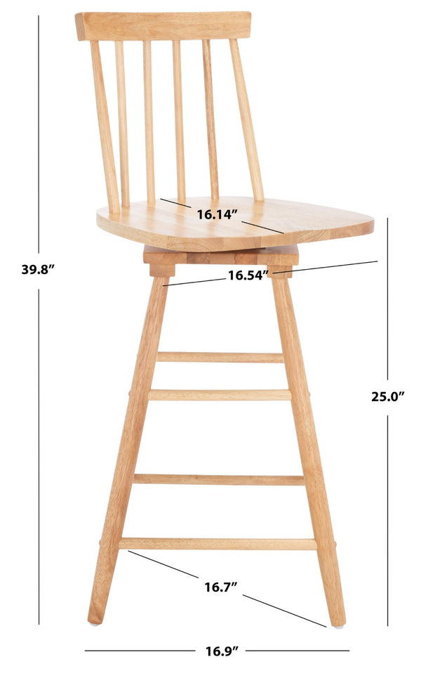 Safavieh Quai Swivel Counter Stool - Stylish Spindle-Back Design With 360° Swivel Seat For Modern Kitchens Natural BST1404D