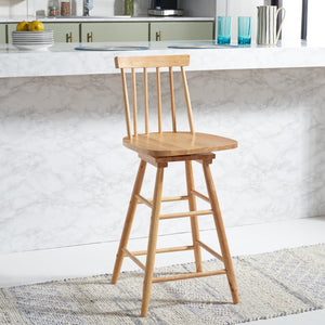 Safavieh Quai Swivel Counter Stool - Stylish Spindle-Back Design With 360° Swivel Seat For Modern Kitchens Natural BST1404D