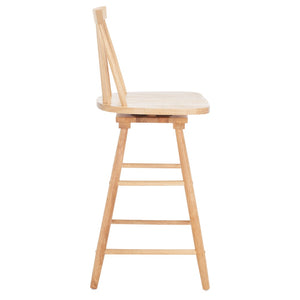 Safavieh Quai Swivel Counter Stool - Stylish Spindle-Back Design With 360° Swivel Seat For Modern Kitchens Natural BST1404D