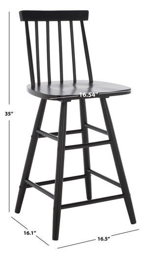 Safavieh May Counter Stool - Stylish Spindle-Back Design For Modern Kitchens And Dining Areas, Durable Comfort Black BST1405A