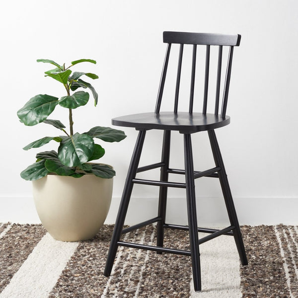 Safavieh May Counter Stool - Stylish Spindle-Back Design For Modern Kitchens And Dining Areas, Durable Comfort Black BST1405A