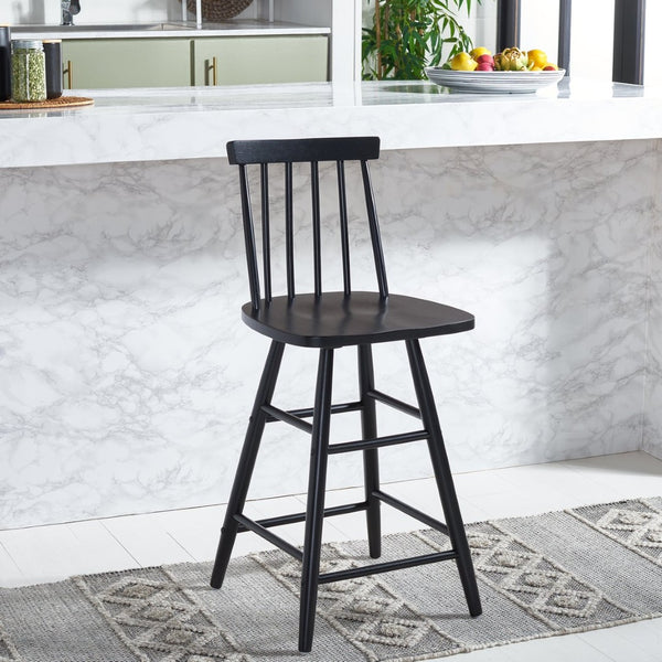 Safavieh May Counter Stool - Stylish Spindle-Back Design For Modern Kitchens And Dining Areas, Durable Comfort Black BST1405A