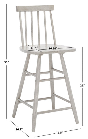 Safavieh May Counter Stool - Stylish Spindle-Back Design For Modern Kitchens And Dining Areas, Durable Comfort Grey BST1405B