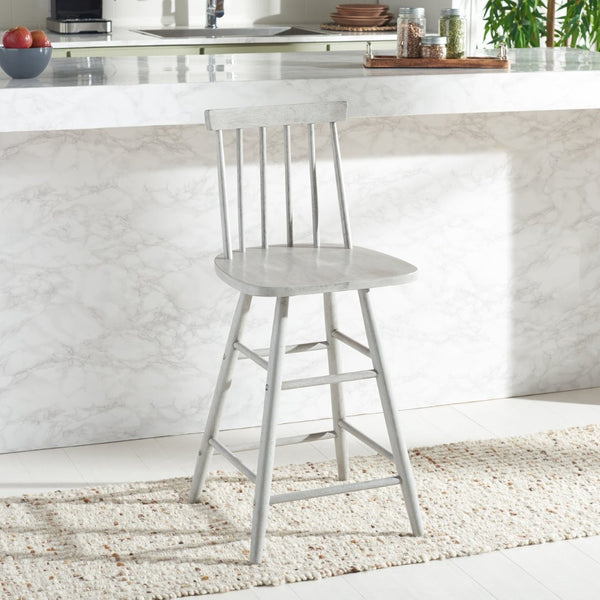 Safavieh May Counter Stool - Stylish Spindle-Back Design For Modern Kitchens And Dining Areas, Durable Comfort Grey BST1405B