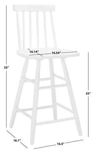 Safavieh May Counter Stool - Stylish Spindle-Back Design For Modern Kitchens And Dining Areas, Durable Comfort White BST1405C