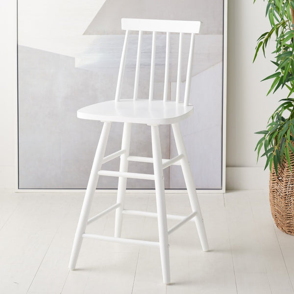 Safavieh May Counter Stool - Stylish Spindle-Back Design For Modern Kitchens And Dining Areas, Durable Comfort White BST1405C