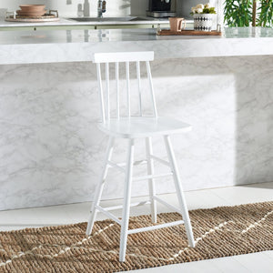 Safavieh May Counter Stool - Stylish Spindle-Back Design For Modern Kitchens And Dining Areas, Durable Comfort White BST1405C