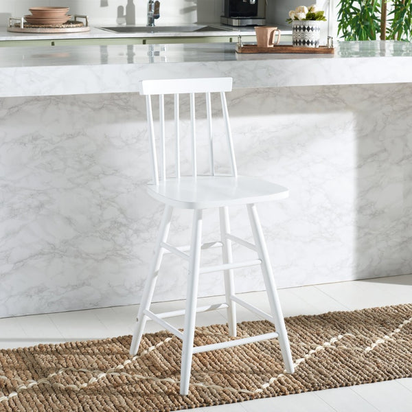 Safavieh May Counter Stool - Stylish Spindle-Back Design For Modern Kitchens And Dining Areas, Durable Comfort White BST1405C