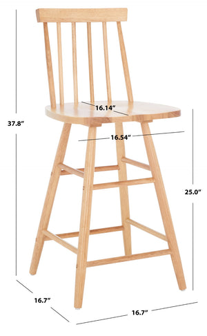 Safavieh May Counter Stool - Stylish Spindle-Back Design For Modern Kitchens And Dining Areas, Durable Comfort Natural BST1405D