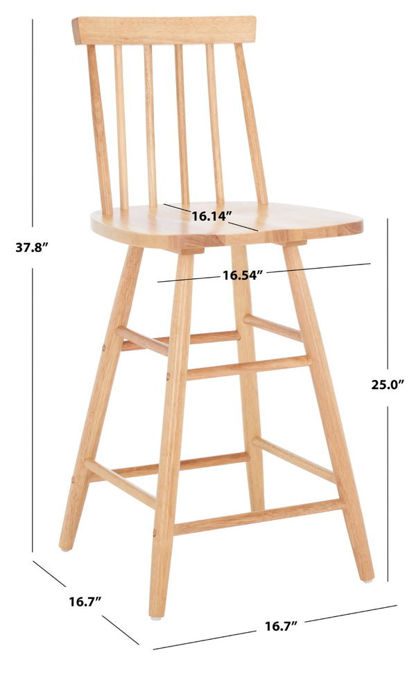 Safavieh May Counter Stool - Stylish Spindle-Back Design For Modern Kitchens And Dining Areas, Durable Comfort Natural BST1405D