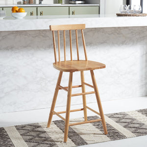 Safavieh May Counter Stool - Stylish Spindle-Back Design For Modern Kitchens And Dining Areas, Durable Comfort Natural BST1405D