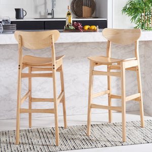 Safavieh THAXTON Bar Stool - Mid-Century Modern Elegance for Kitchen or Home Bar, Set of Two Stylish Seats Natural BST1500A-SET2