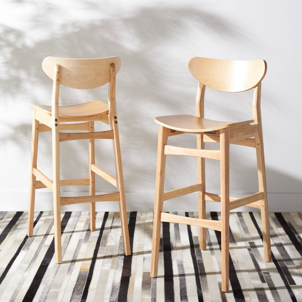 Safavieh THAXTON Bar Stool - Mid-Century Modern Elegance for Kitchen or Home Bar, Set of Two Stylish Seats Natural BST1500A-SET2