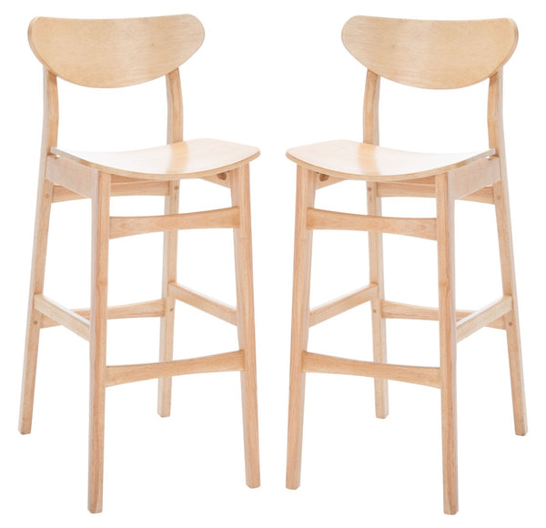 Safavieh THAXTON Bar Stool - Mid-Century Modern Elegance for Kitchen or Home Bar, Set of Two Stylish Seats Natural BST1500A-SET2