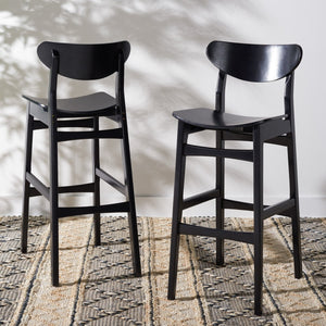 Safavieh THAXTON Bar Stool - Mid-Century Modern Elegance for Kitchen or Home Bar, Set of Two Stylish Seats Black BST1500B-SET2