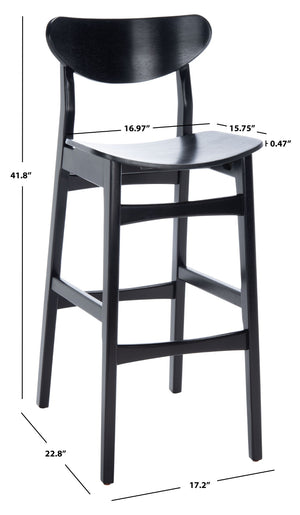 Safavieh THAXTON Bar Stool - Mid-Century Modern Elegance for Kitchen or Home Bar, Set of Two Stylish Seats Black BST1500B-SET2