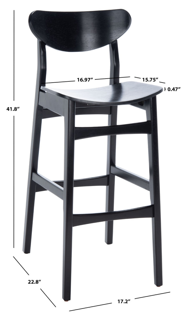 Safavieh THAXTON Bar Stool - Mid-Century Modern Elegance for Kitchen or Home Bar, Set of Two Stylish Seats Black BST1500B-SET2