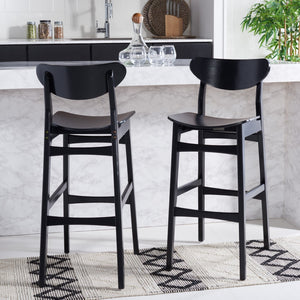 Safavieh THAXTON Bar Stool - Mid-Century Modern Elegance for Kitchen or Home Bar, Set of Two Stylish Seats Black BST1500B-SET2
