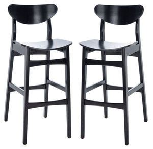 Safavieh THAXTON Bar Stool - Mid-Century Modern Elegance for Kitchen or Home Bar, Set of Two Stylish Seats Black BST1500B-SET2