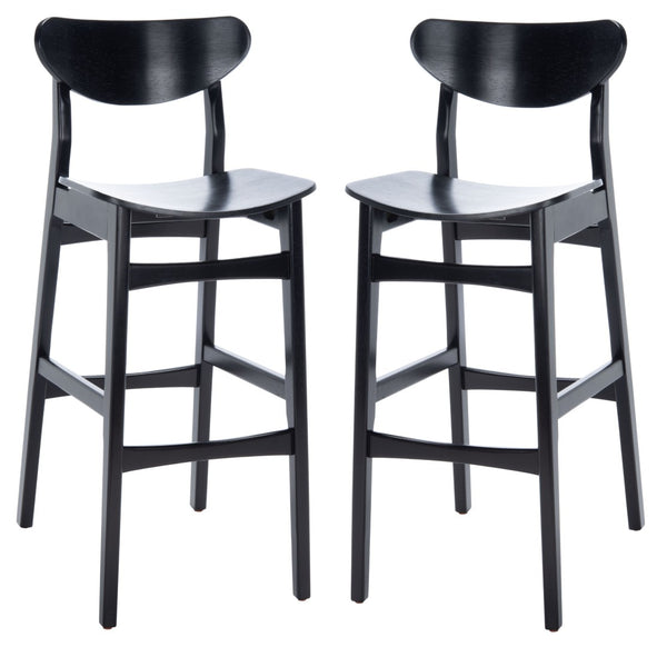 Safavieh THAXTON Bar Stool - Mid-Century Modern Elegance for Kitchen or Home Bar, Set of Two Stylish Seats Black BST1500B-SET2