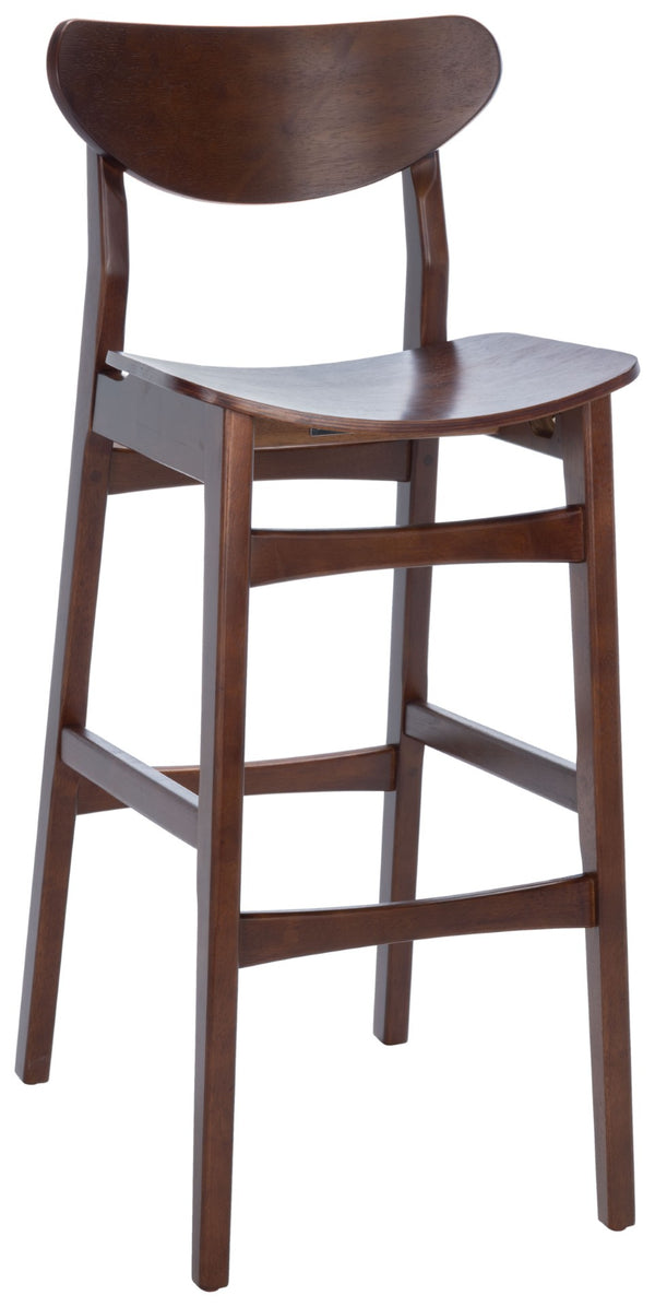 Safavieh THAXTON Bar Stool - Mid-Century Modern Elegance for Kitchen or Home Bar, Set of Two Stylish Seats Walnut BST1500D-SET2