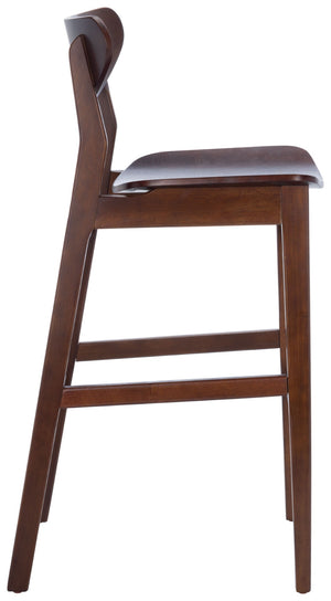 Safavieh THAXTON Bar Stool - Mid-Century Modern Elegance for Kitchen or Home Bar, Set of Two Stylish Seats Walnut BST1500D-SET2