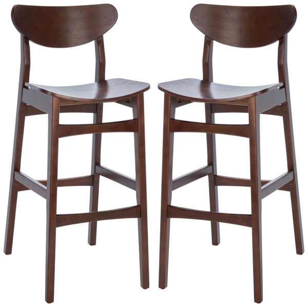 Safavieh THAXTON Bar Stool - Mid-Century Modern Elegance for Kitchen or Home Bar, Set of Two Stylish Seats Walnut BST1500D-SET2
