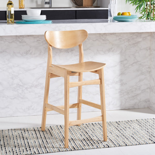 Safavieh Thaxton Counter Stool - Mid-Century Modern Design With Scandinavian Elegance For Your Home Bar Natural BST1501A