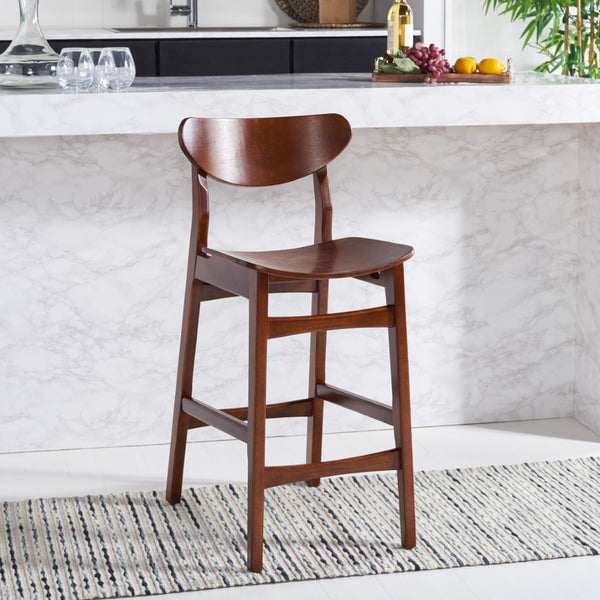 Safavieh Thaxton Counter Stool - Mid-Century Modern Design With Scandinavian Elegance For Your Home Bar Walnut BST1501D