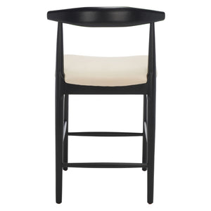 Safavieh Lionel Mid-Century Modern Counter Stool With Bentwood Back And Cream Padded Seat For Comfort Black / Cream BST1502A