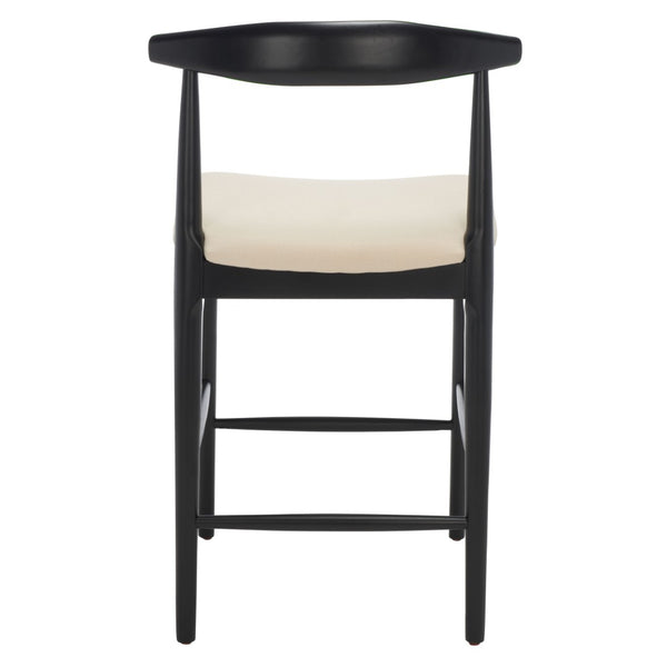 Safavieh Lionel Mid-Century Modern Counter Stool With Bentwood Back And Cream Padded Seat For Comfort Black / Cream BST1502A