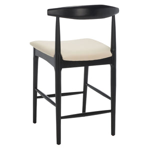 Safavieh Lionel Mid-Century Modern Counter Stool With Bentwood Back And Cream Padded Seat For Comfort Black / Cream BST1502A