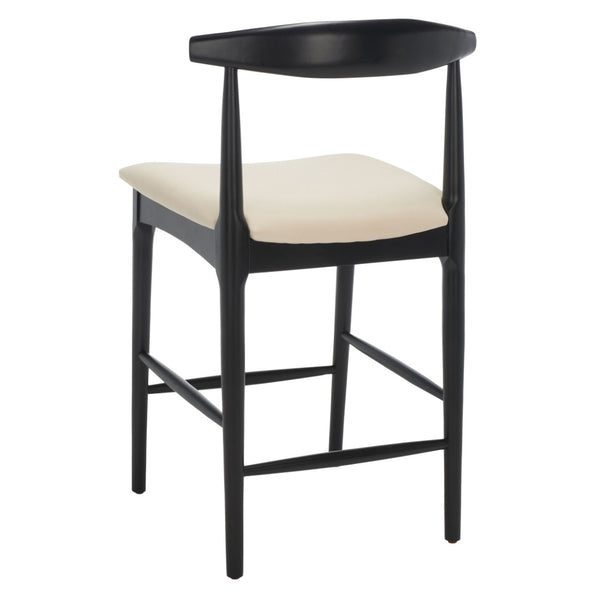 Safavieh Lionel Mid-Century Modern Counter Stool With Bentwood Back And Cream Padded Seat For Comfort Black / Cream BST1502A