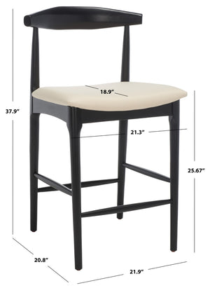 Safavieh Lionel Mid-Century Modern Counter Stool With Bentwood Back And Cream Padded Seat For Comfort Black / Cream BST1502A