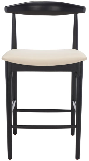 Safavieh Lionel Mid-Century Modern Counter Stool With Bentwood Back And Cream Padded Seat For Comfort Black / Cream BST1502A