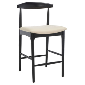 Safavieh Lionel Mid-Century Modern Counter Stool With Bentwood Back And Cream Padded Seat For Comfort Black / Cream BST1502A