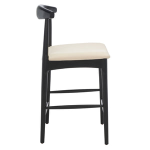 Safavieh Lionel Mid-Century Modern Counter Stool With Bentwood Back And Cream Padded Seat For Comfort Black / Cream BST1502A