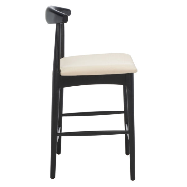 Safavieh Lionel Mid-Century Modern Counter Stool With Bentwood Back And Cream Padded Seat For Comfort Black / Cream BST1502A