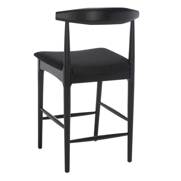 Safavieh Lionel Mid-Century Modern Counter Stool With Bentwood Back And Cream Padded Seat For Comfort Black BST1502B
