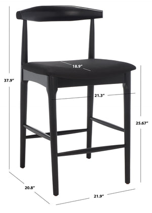 Safavieh Lionel Mid-Century Modern Counter Stool With Bentwood Back And Cream Padded Seat For Comfort Black BST1502B