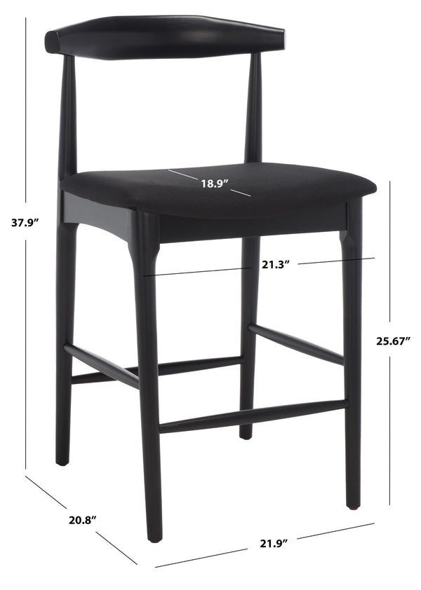 Safavieh Lionel Mid-Century Modern Counter Stool With Bentwood Back And Cream Padded Seat For Comfort Black BST1502B