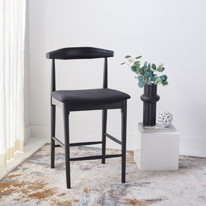 Safavieh Lionel Mid-Century Modern Counter Stool With Bentwood Back And Cream Padded Seat For Comfort Black BST1502B